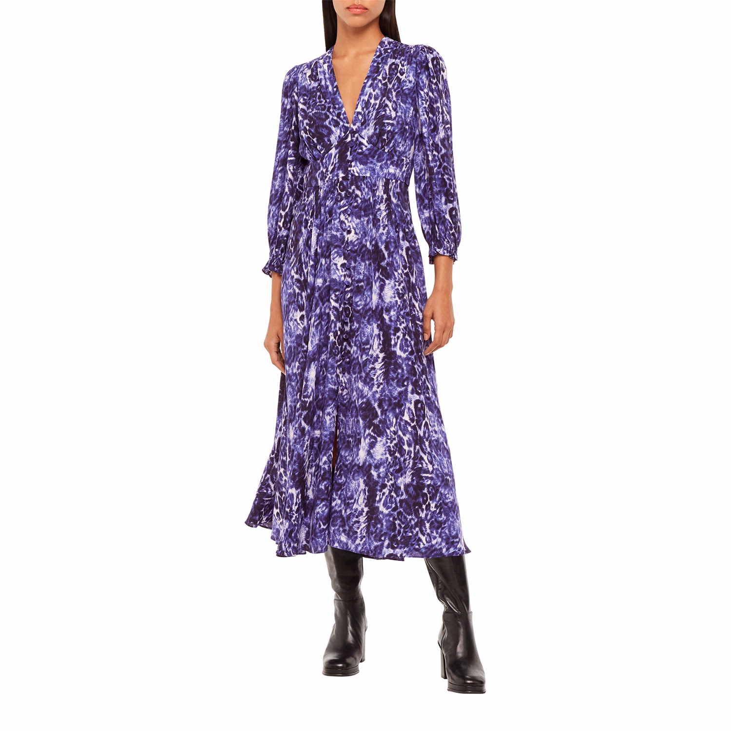 Glossy Leopard Flared Dress