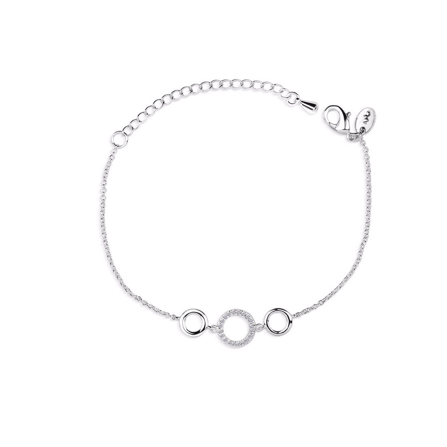 Triple Circular Bracelet with Clear Stones