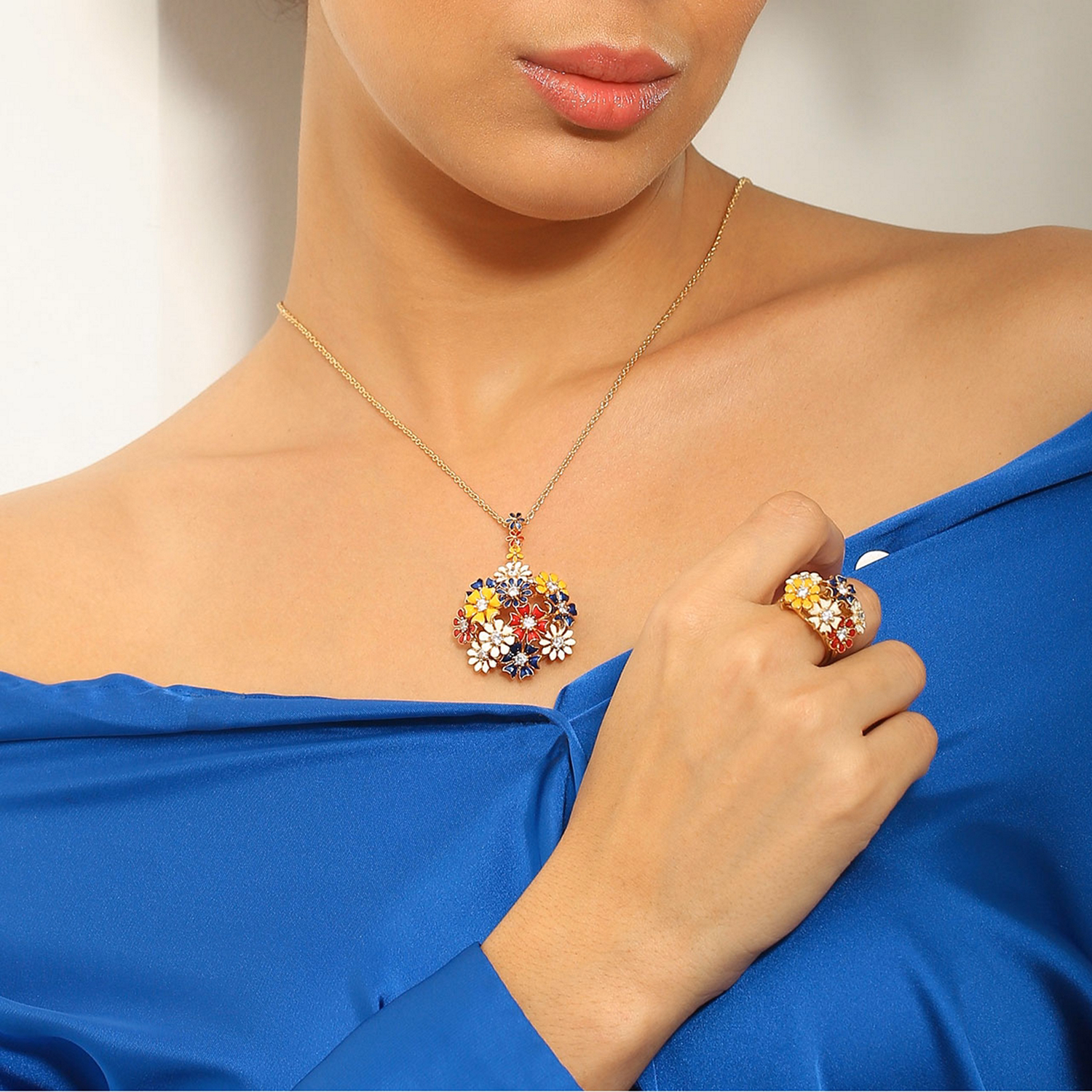 Gold Plated Floral Cluster Pendant