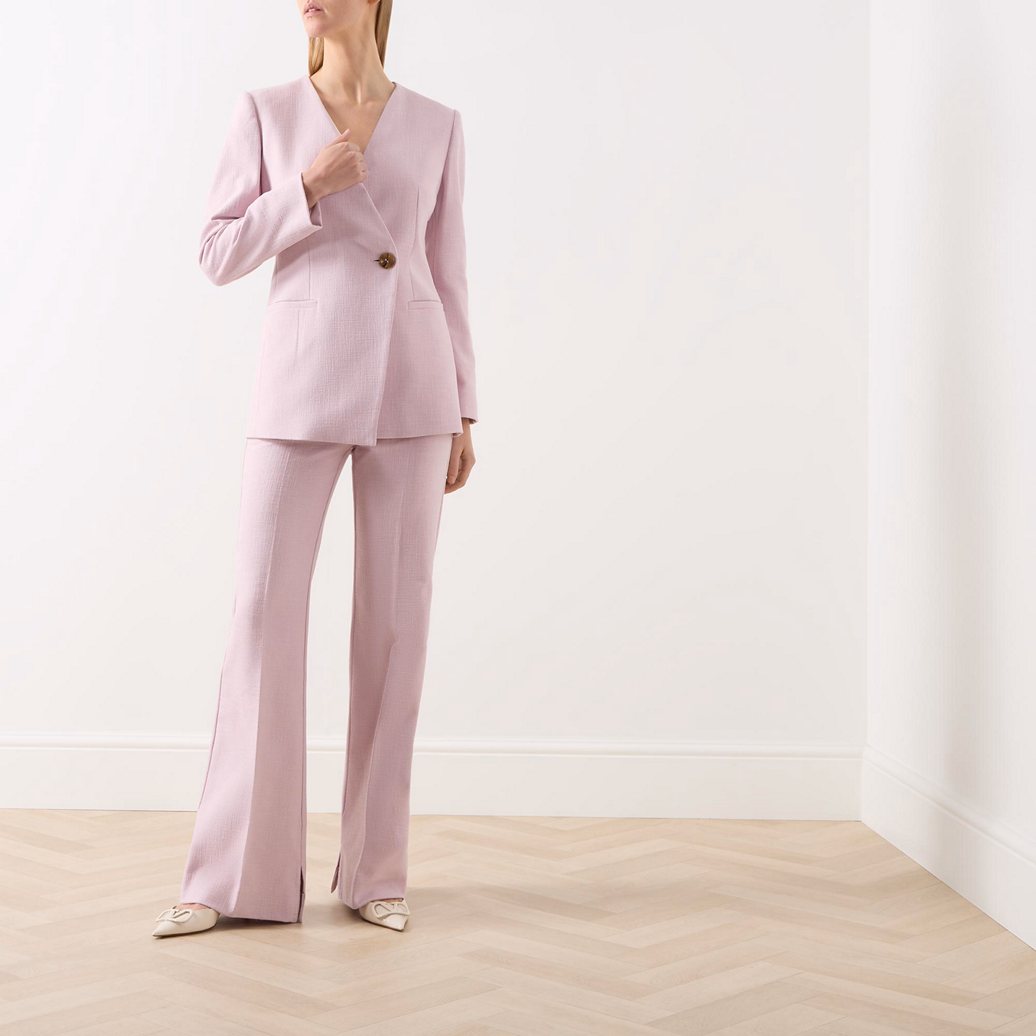 Single-Breasted Collarless Blazer