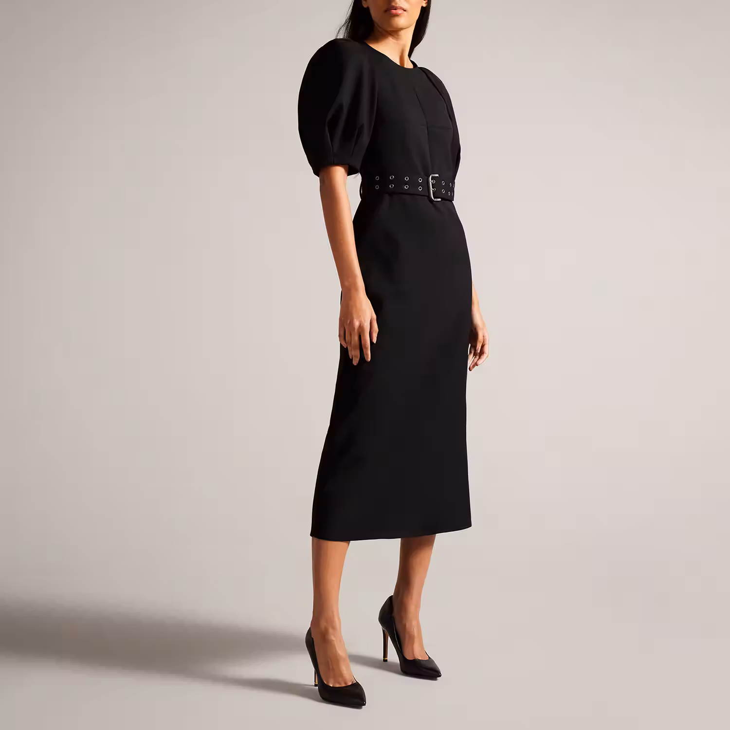 Gabyela Belted Flared Dress