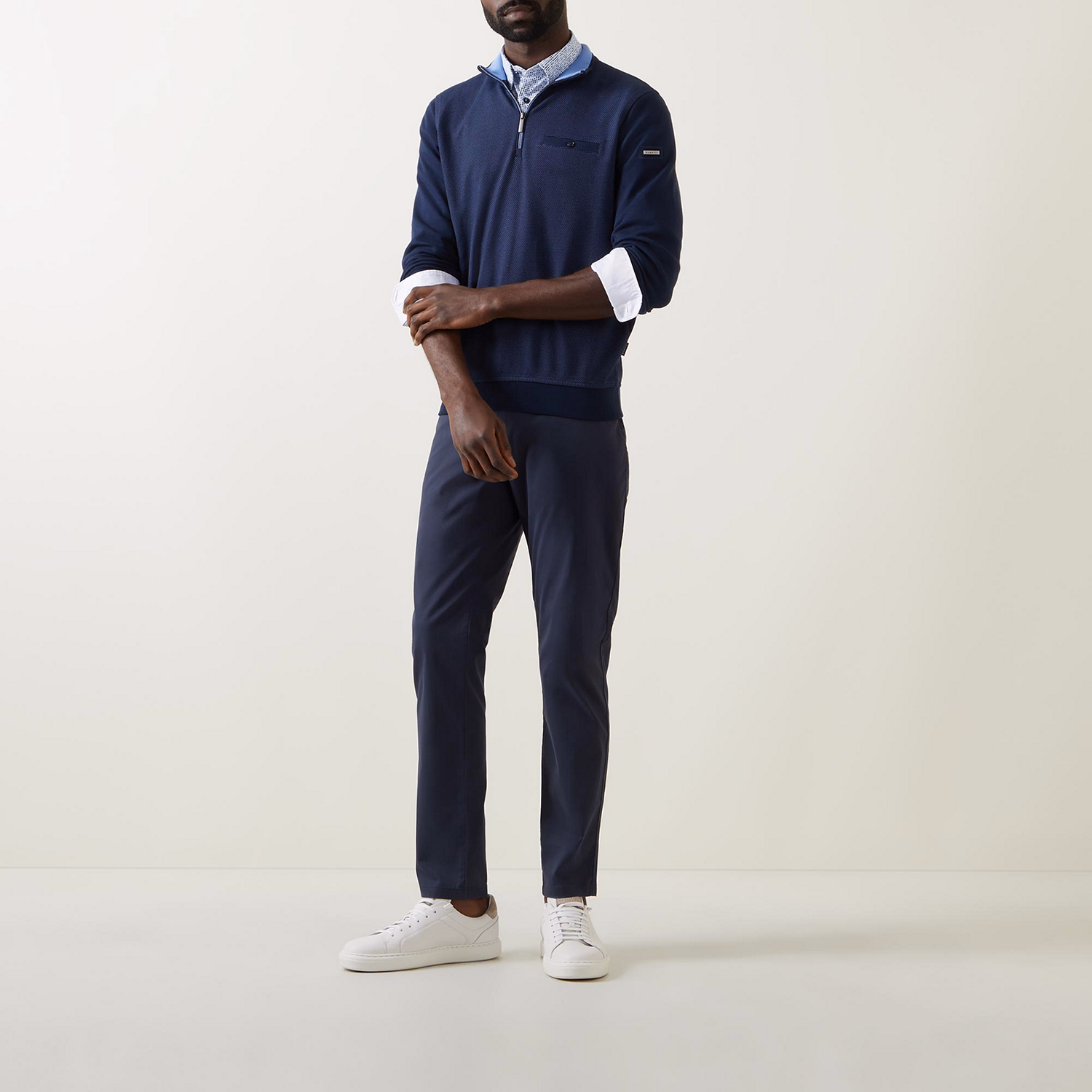 Pin-Dot Half-Zip Sweatshirt