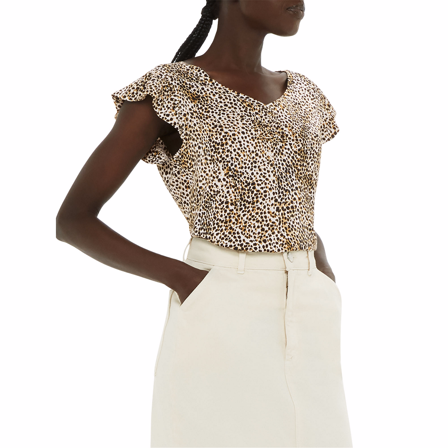 Ink Spot Print V-Neck Top