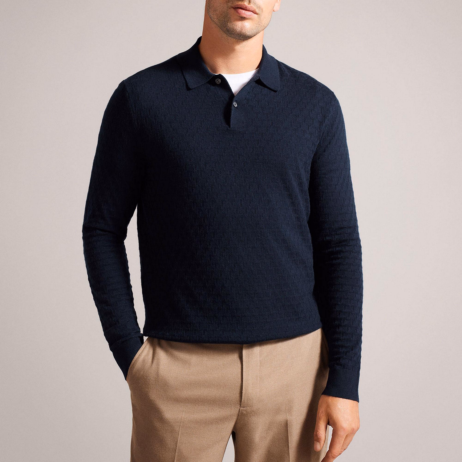 Morar Long Sleeve Knitted Polo Shirt