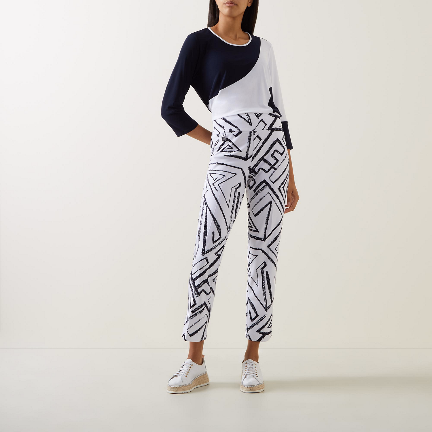 High-Rise Printed Straight Leg Trousers