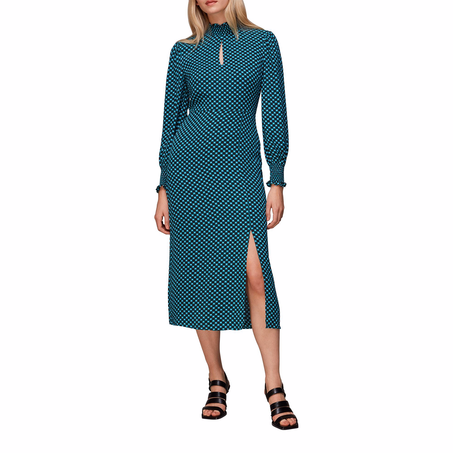 Star Check Print Midi Dress