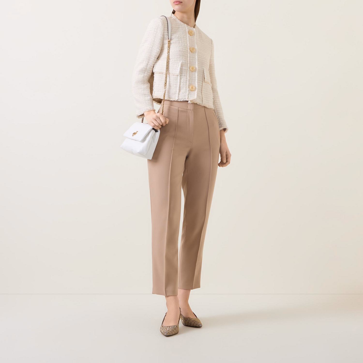 Cropped Tweed-Style Jacket