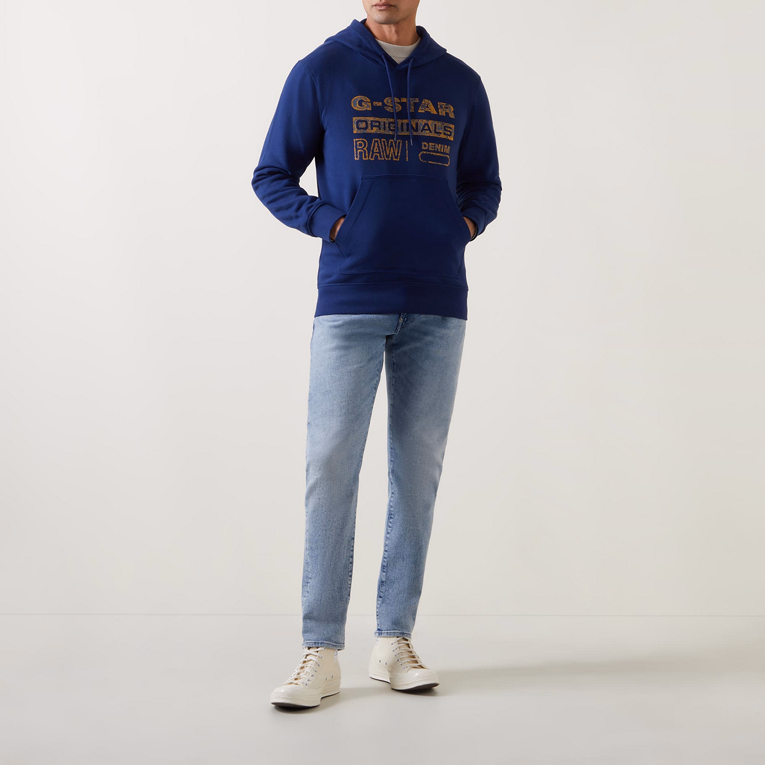 Distressed Logo Drawstring Hoodie