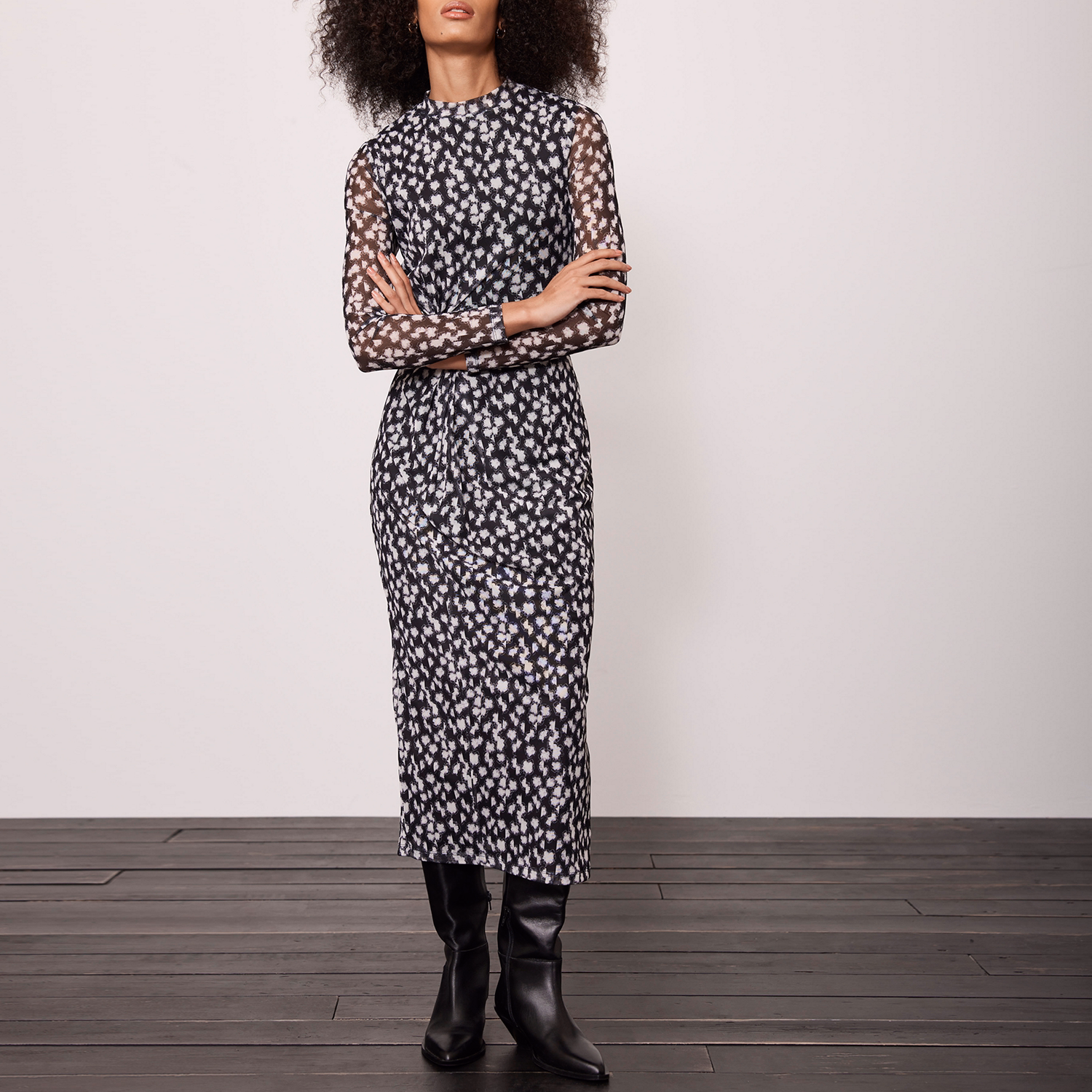 Floral Knot Detail Fitted Dress