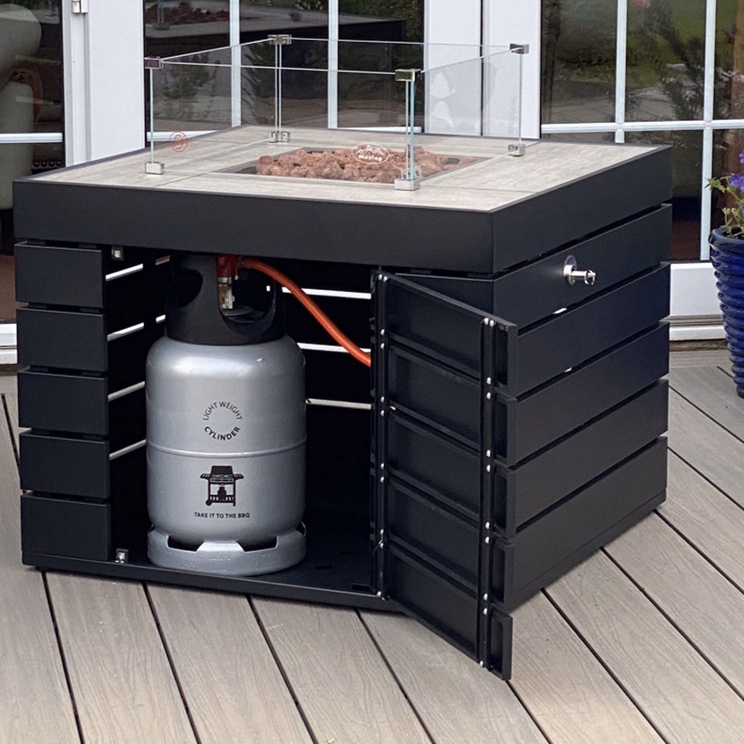 Muztag Oslo Gas Firepit Table 81x79x60cm Black