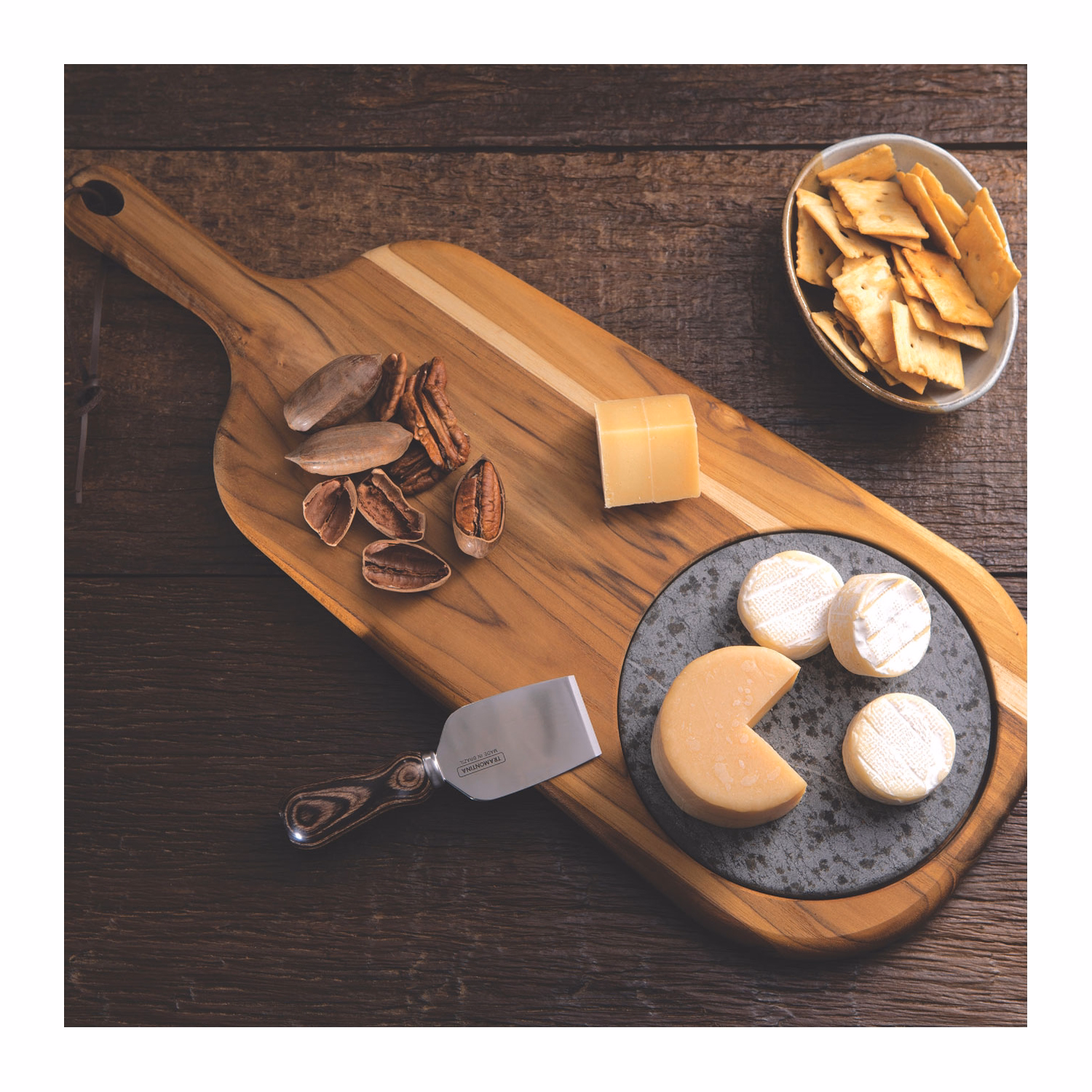 Teak Wood Serving Board with Stone