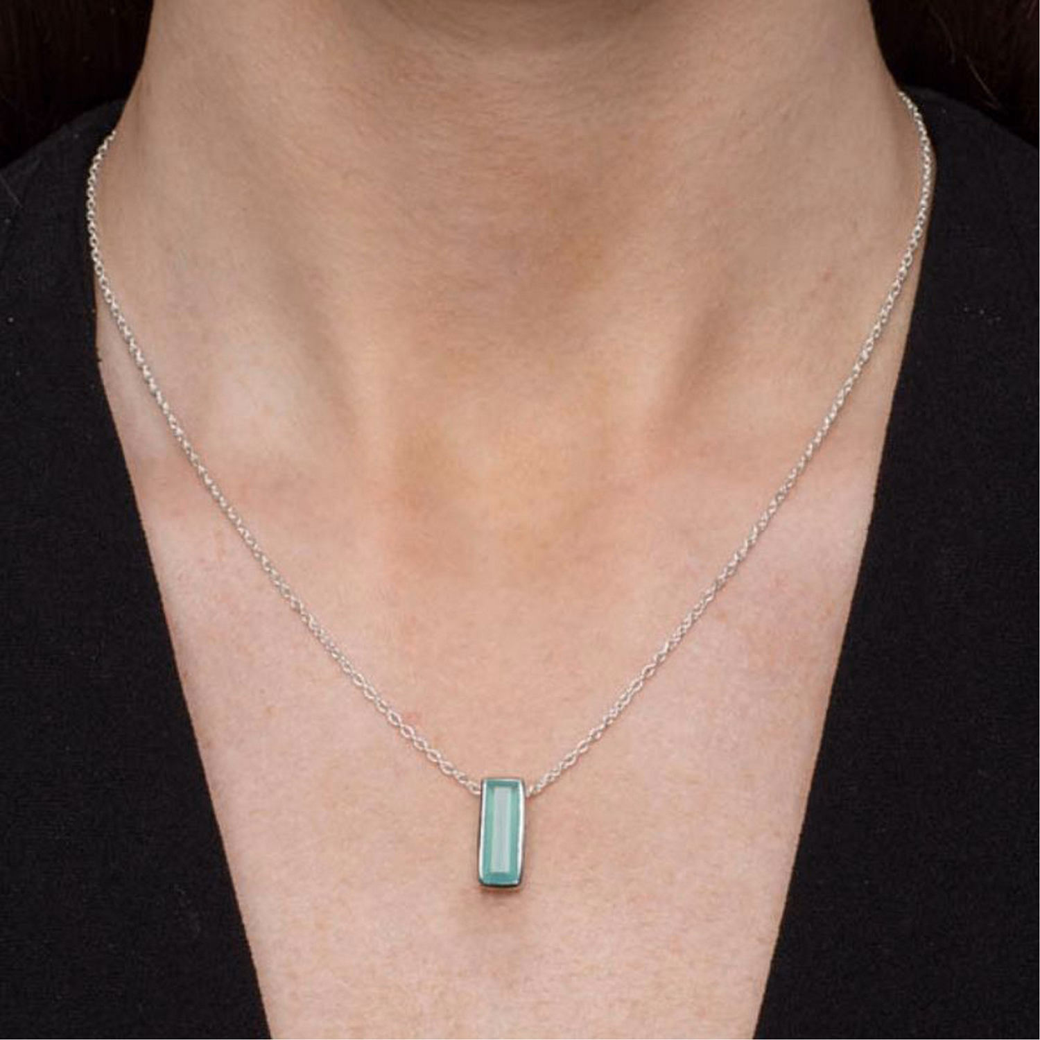 Manhattan Aqua Chalcedony Pendant Necklace