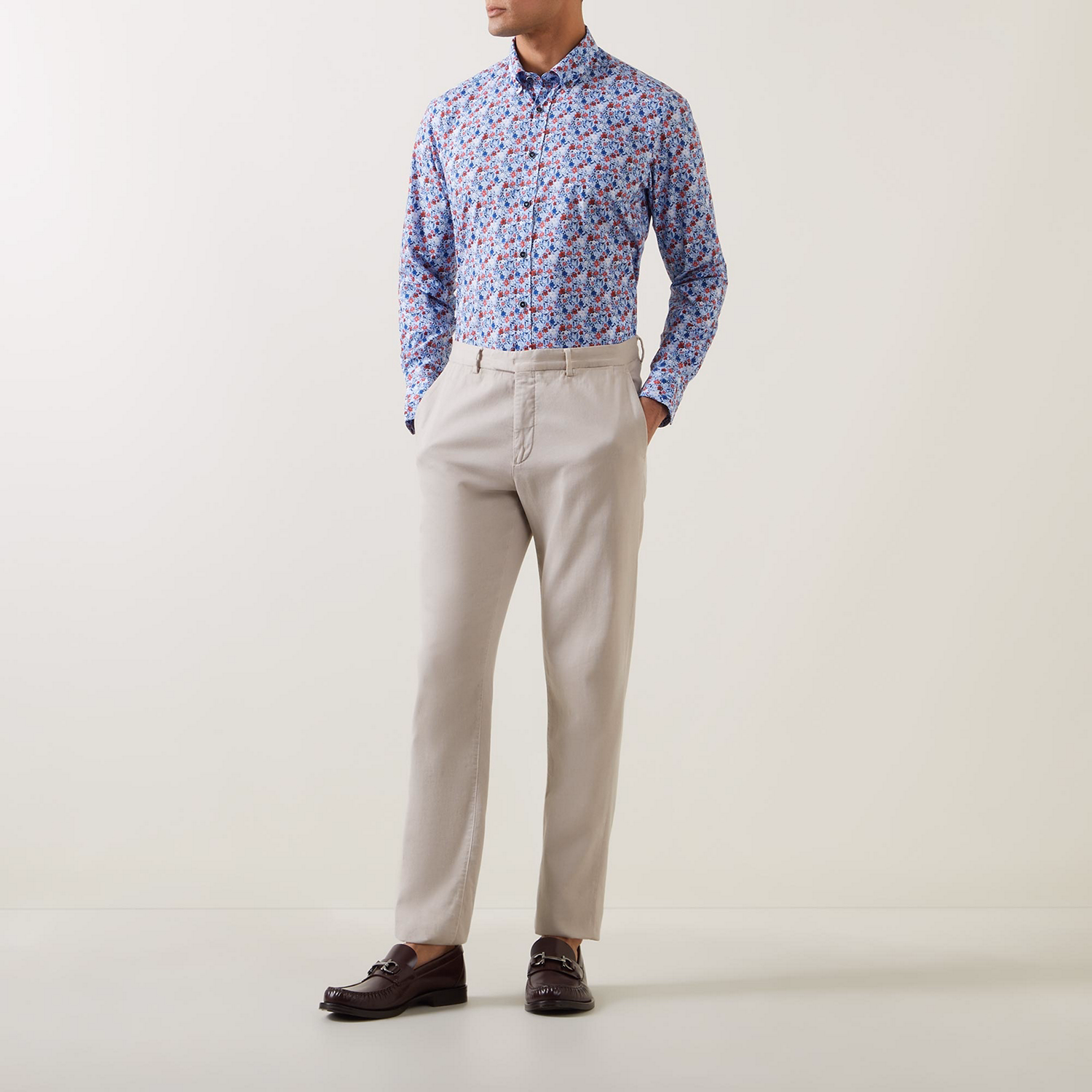 Floral Single-Cuff Casual Shirt