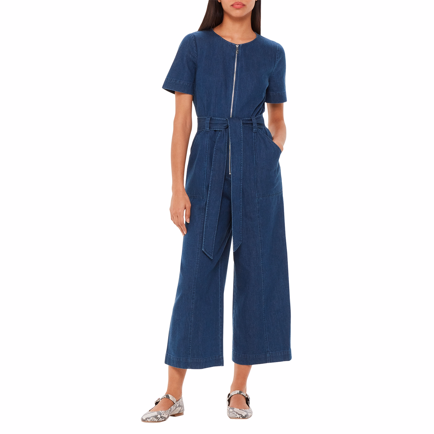 Cropped Denim Jumpsuit