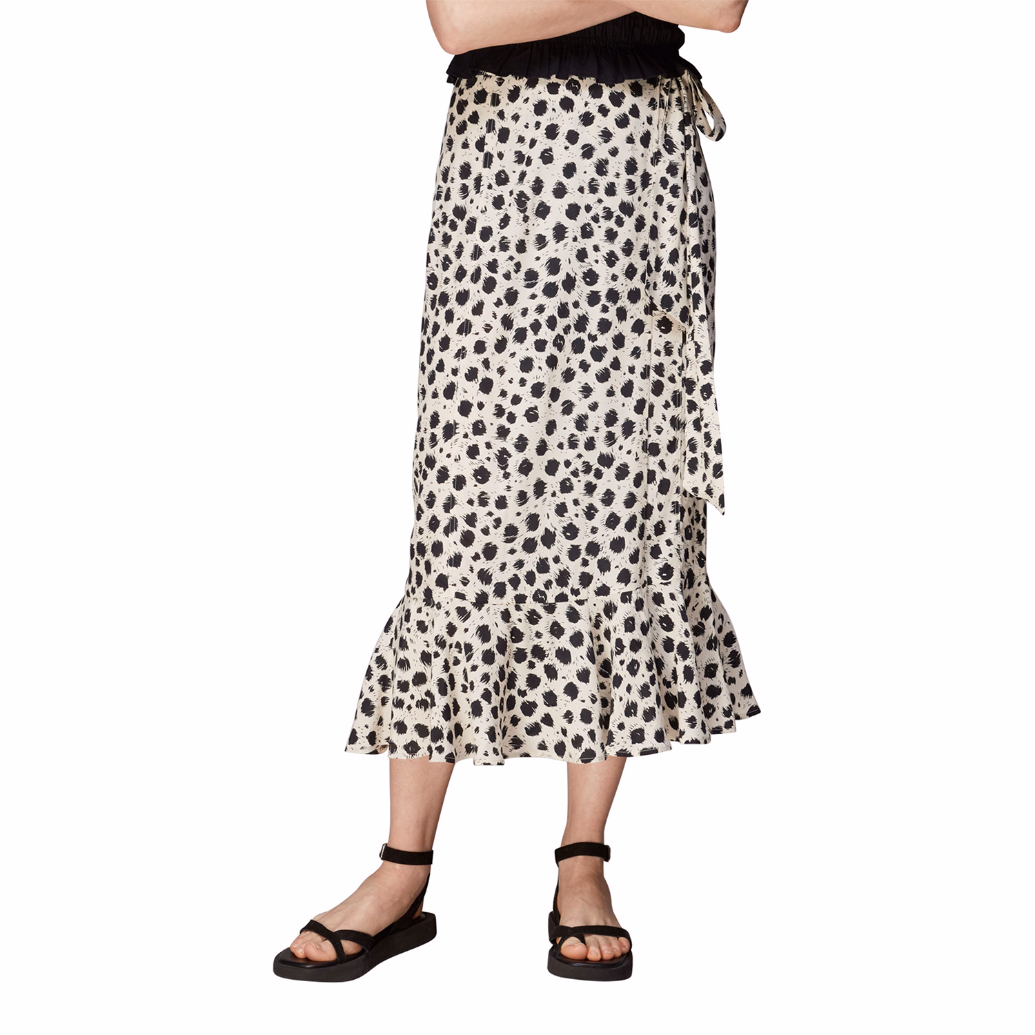 Brushed Dalmatian Wrap Skirt