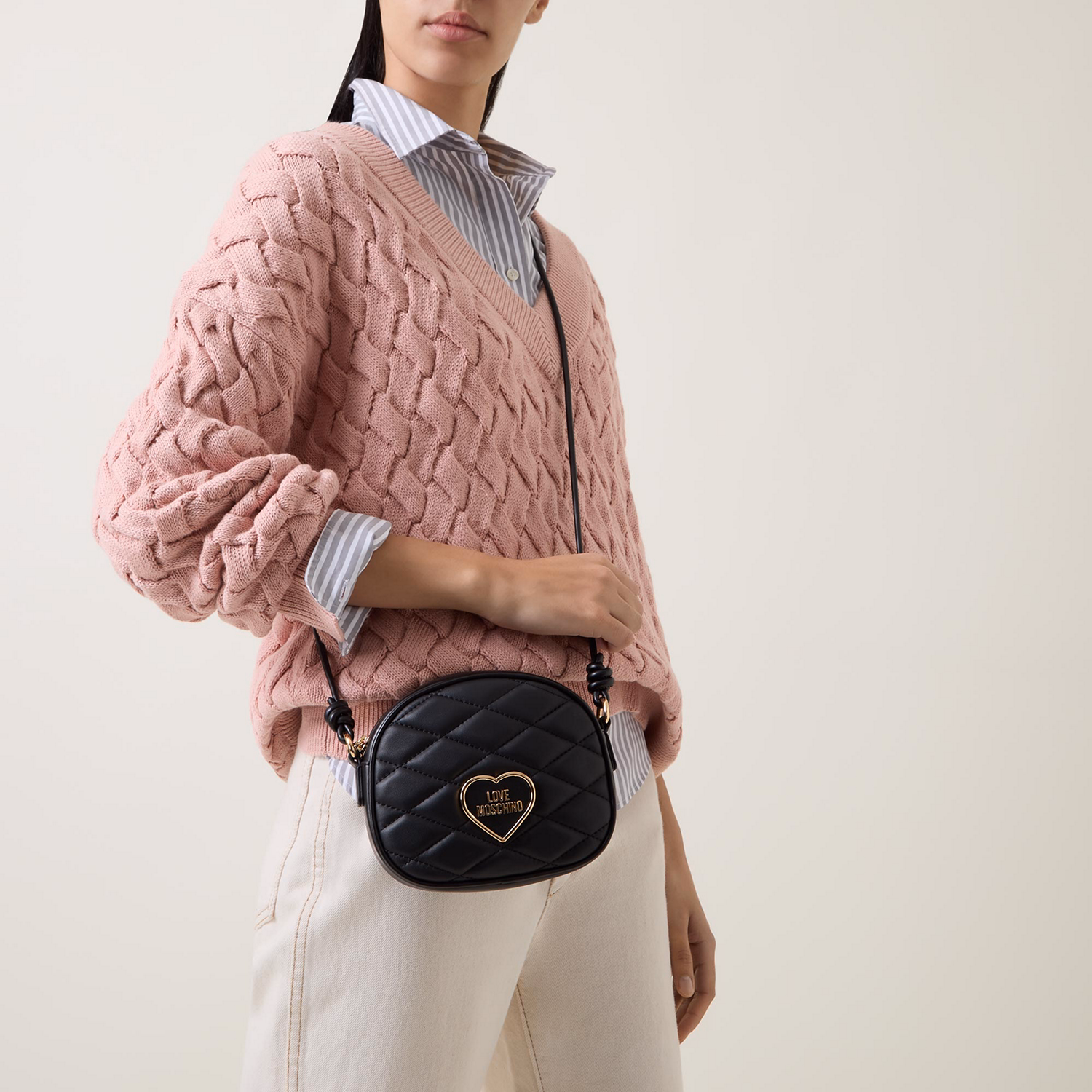 Heart Logo Quilted Crossbody Bag