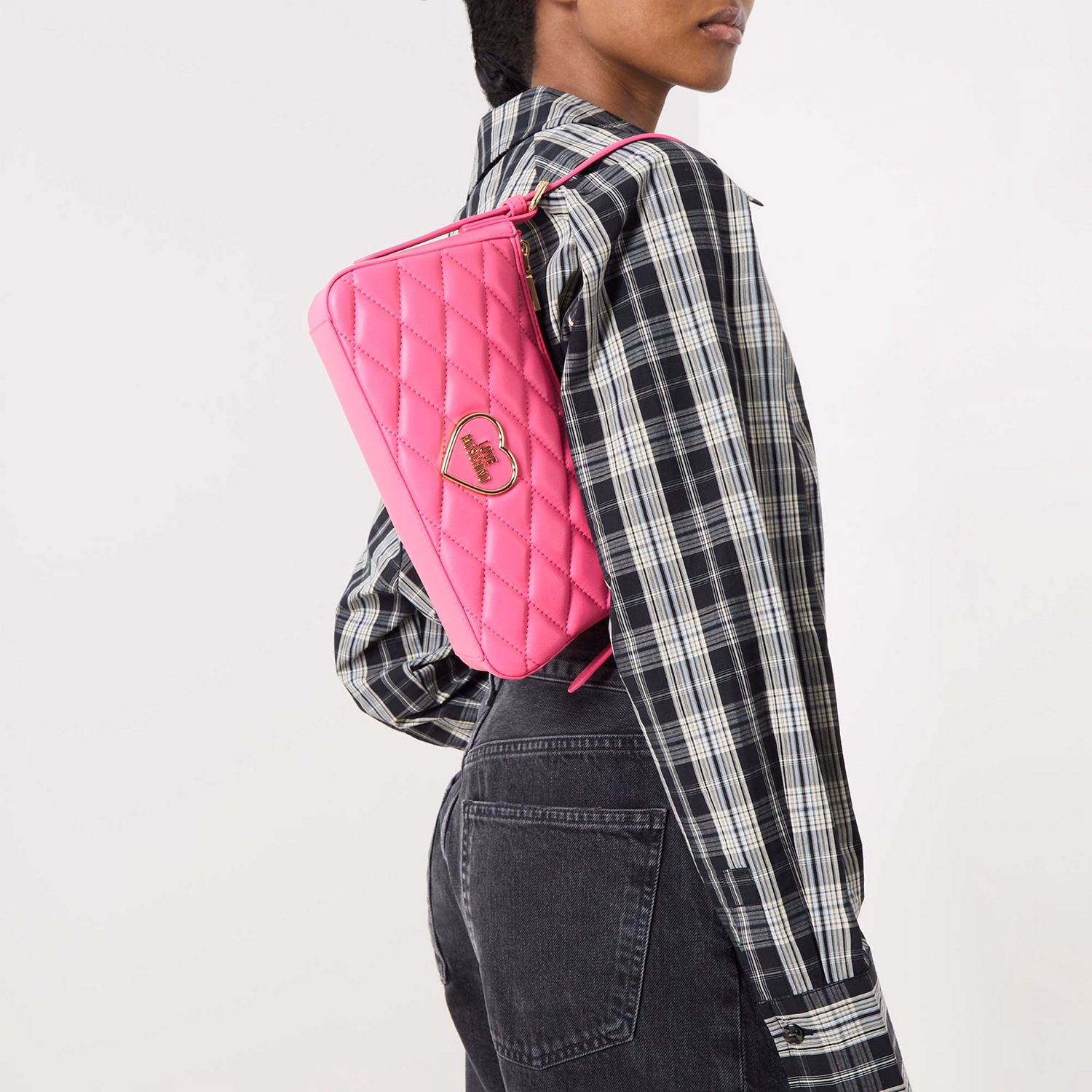Heart Logo Quilted Shoulder Bag