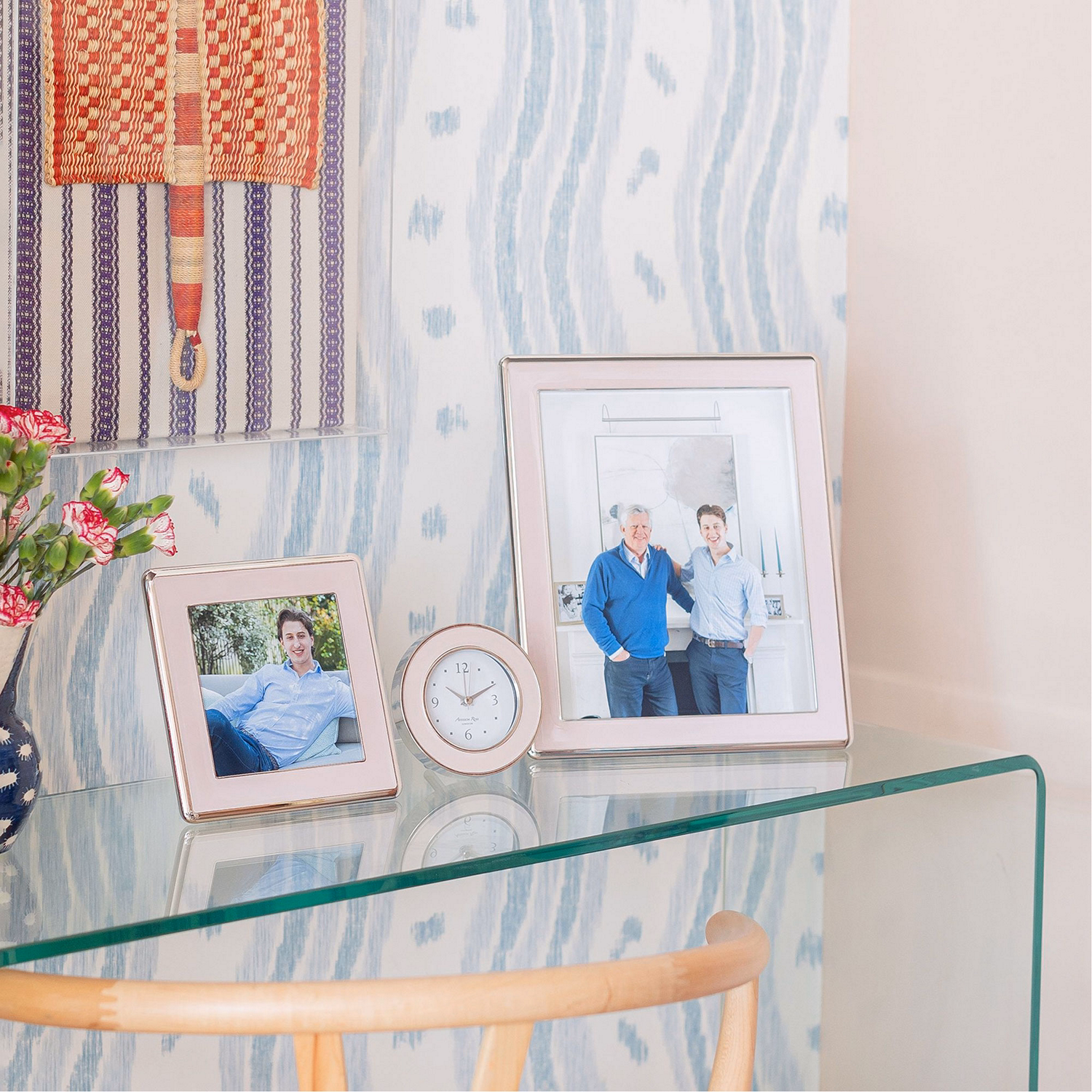 Pale Pink Enamel & Silver Curve Frame 4x6