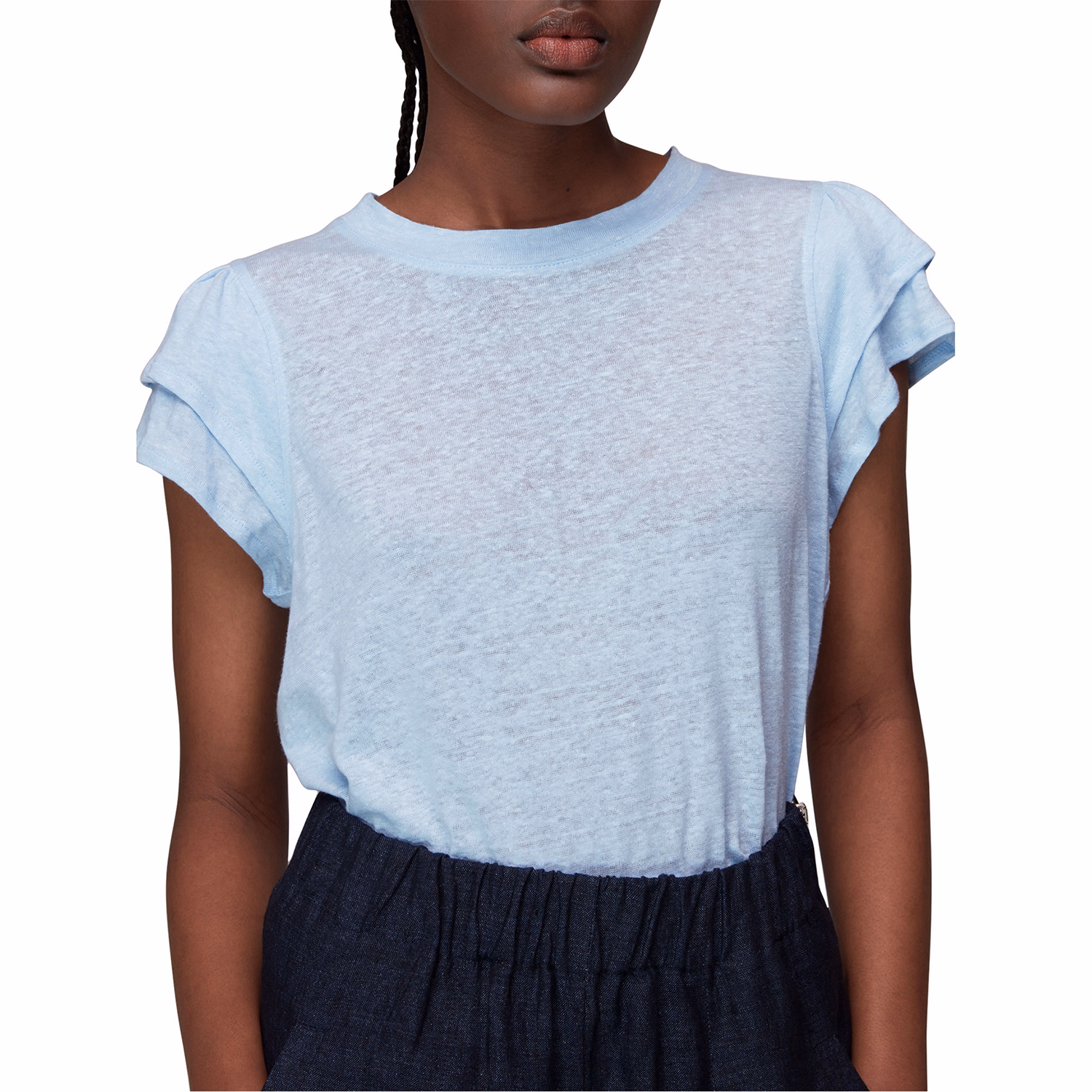 Laura Frilled Linen T-Shirt