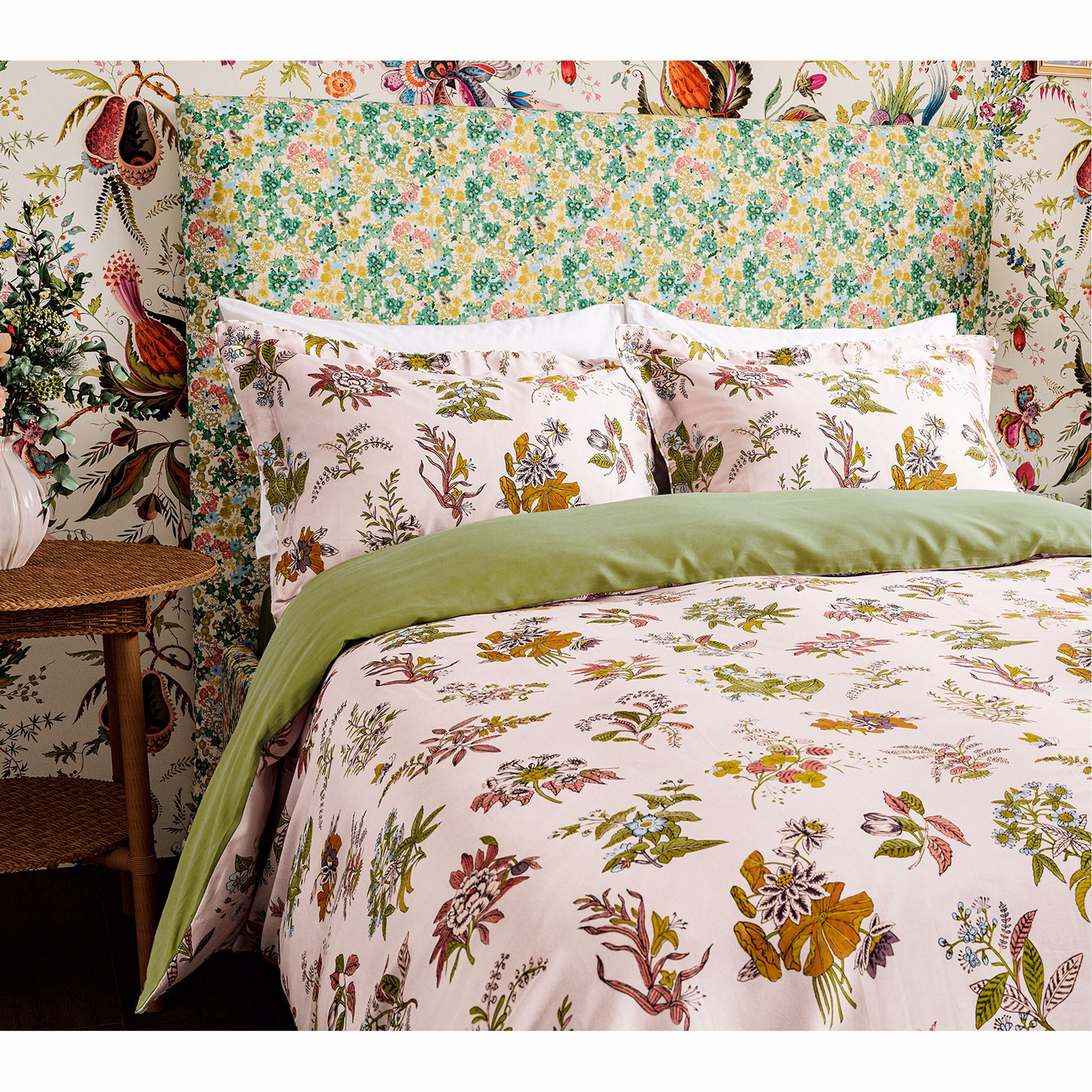 Woodland Floral Duvet Set Pink