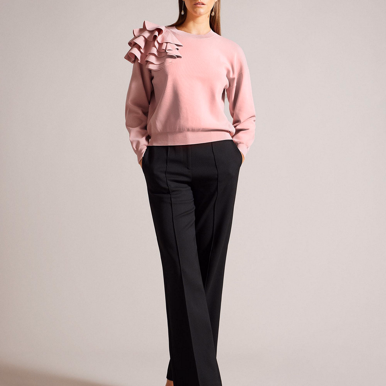 Debroh Easy Fit Ruffled Sweater