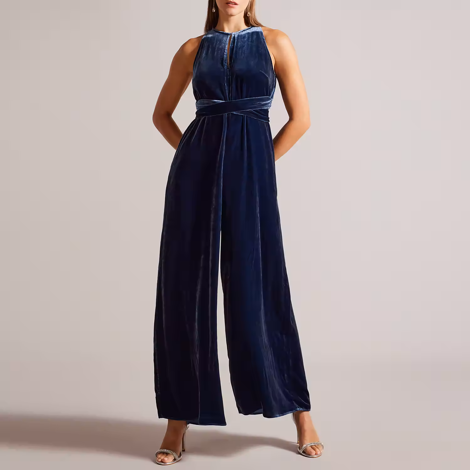 Sleeveless Velvet Jumpsuit