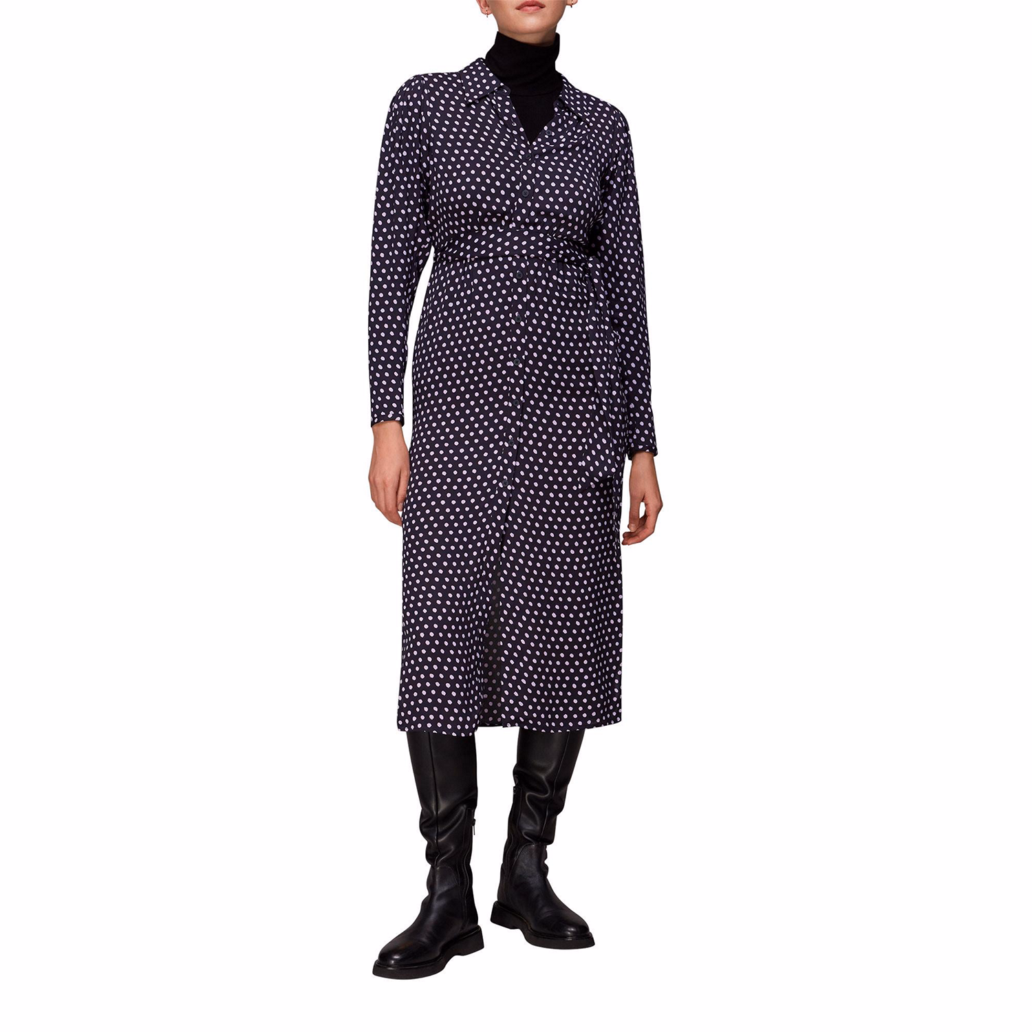 Dotted Spot Print Shirt Dress