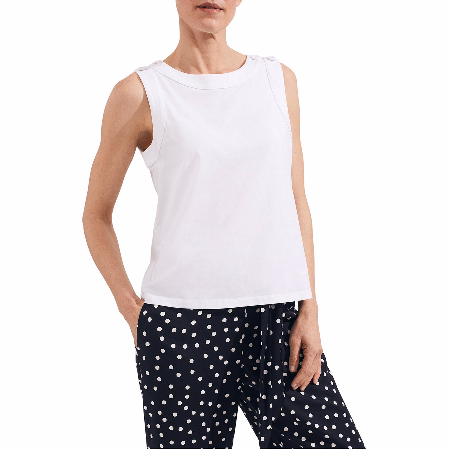 Maddy Button Shoulder Cotton Top