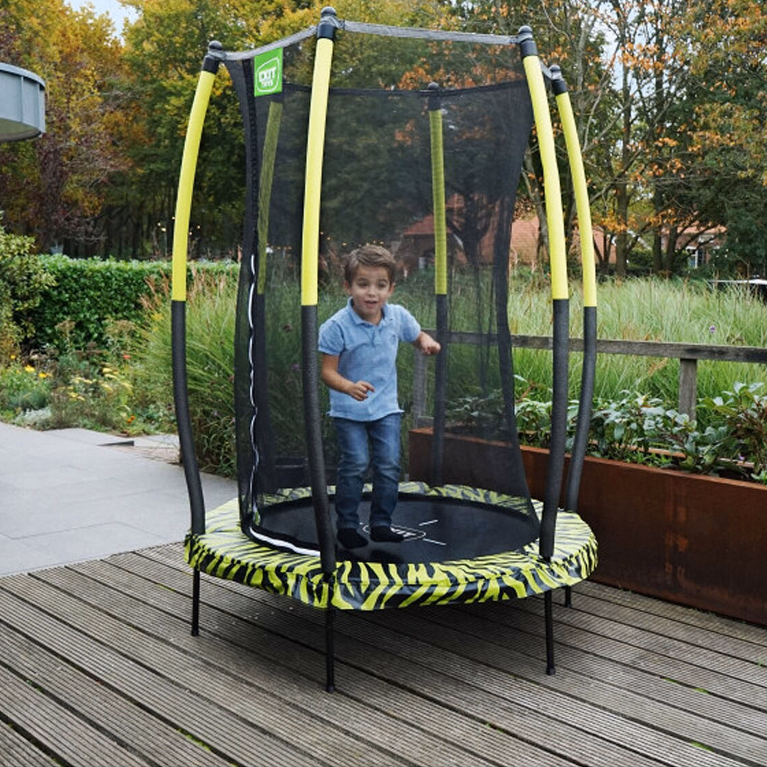Tiggy Junior Trampoline with Safety 140cm Black/Green