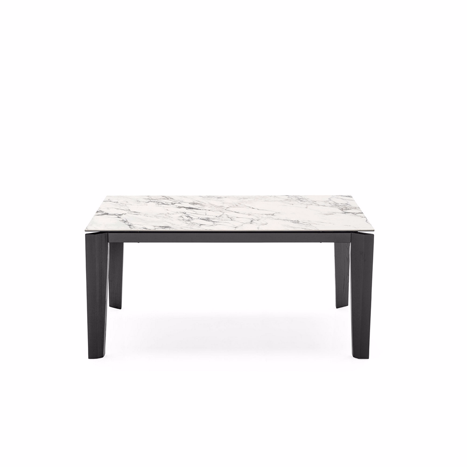 Alpha Extendable Dining Table Matt Black and White Marble