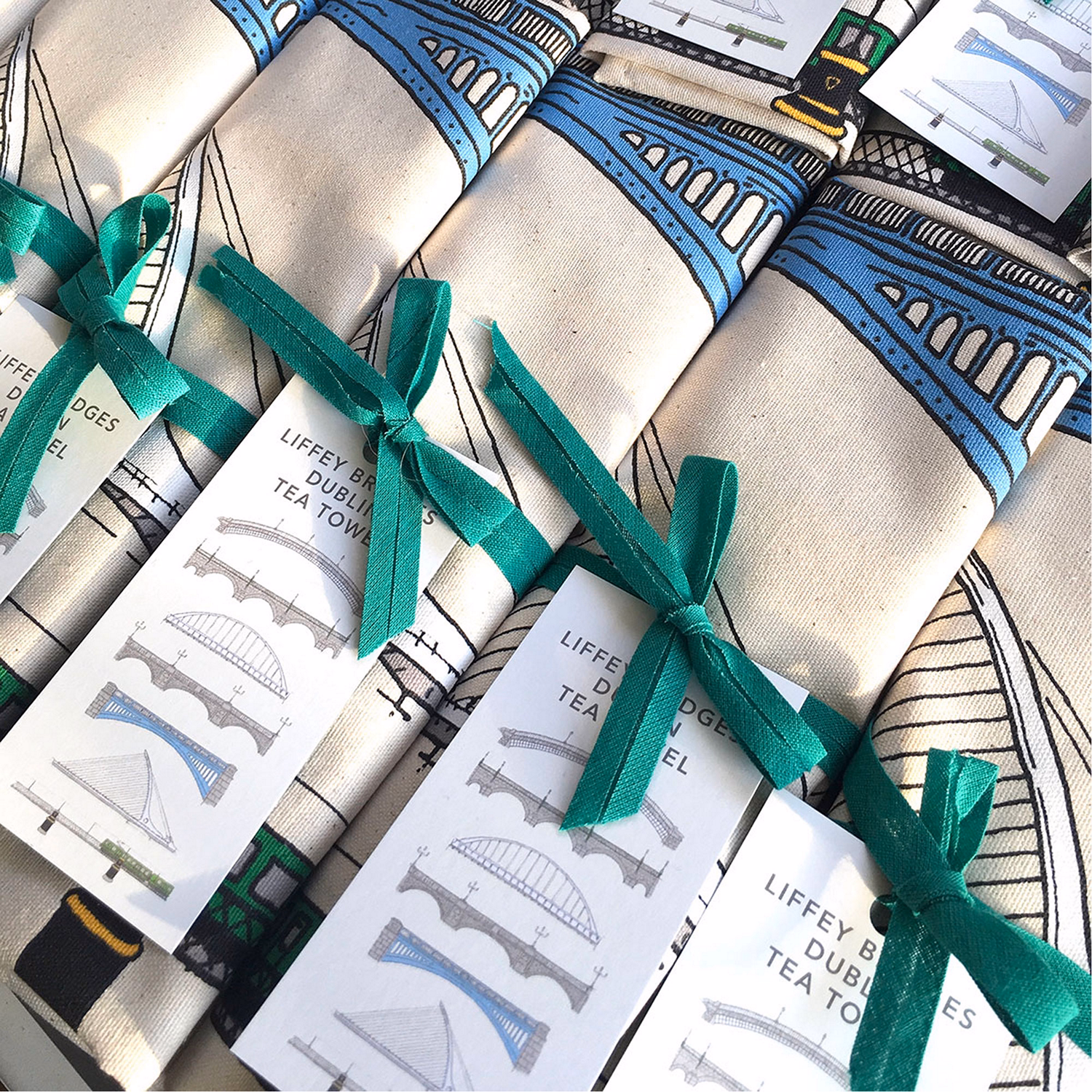 Bridges Over The River Liffey Dublin Tea Towel