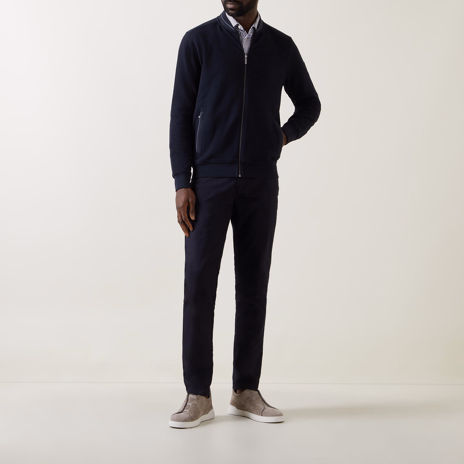 Zip-Through Waffle Stitch Sweatshirt