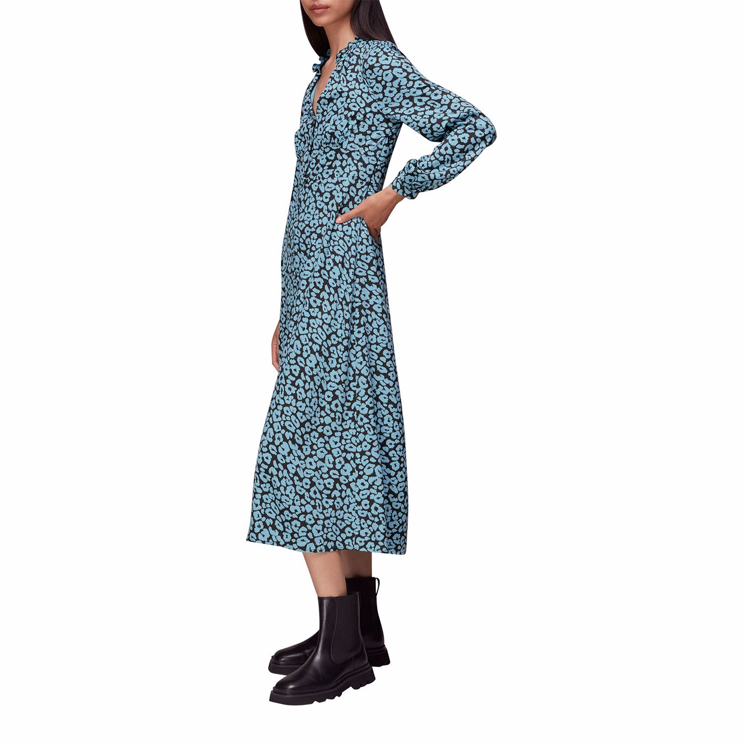 Fuzzy Leopard Midi Dress