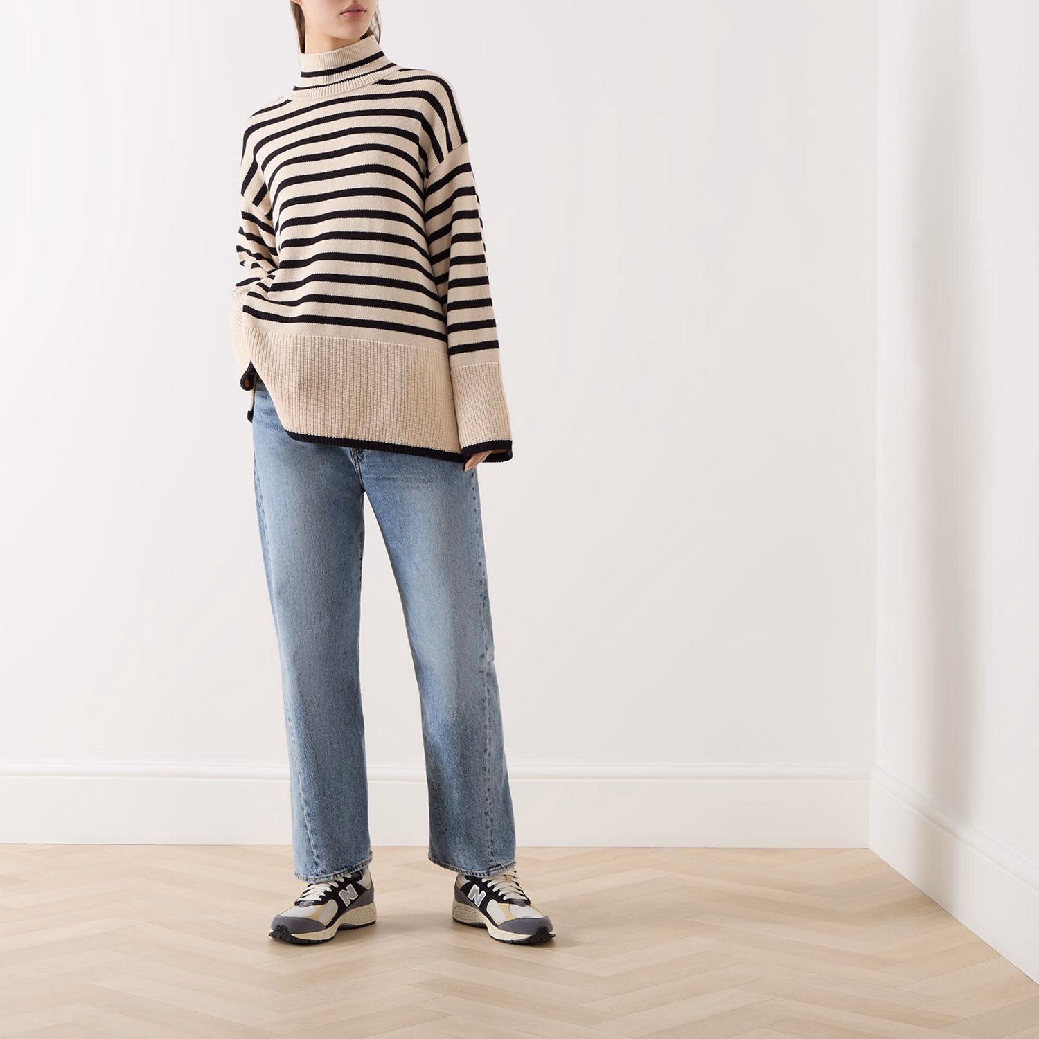 Stripe Turtleneck Sweater