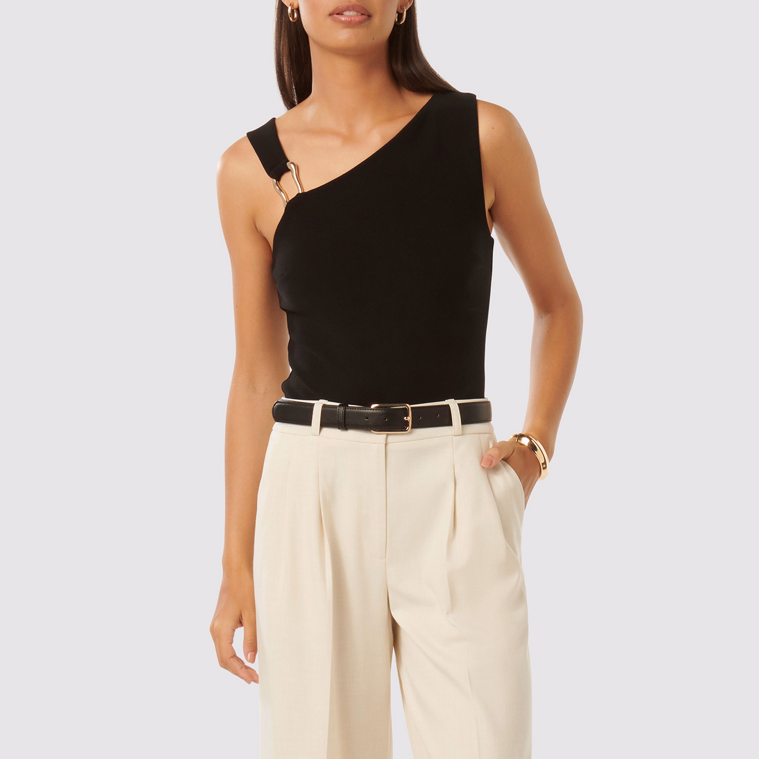 Helene Asymmetric Buckle Detail Top