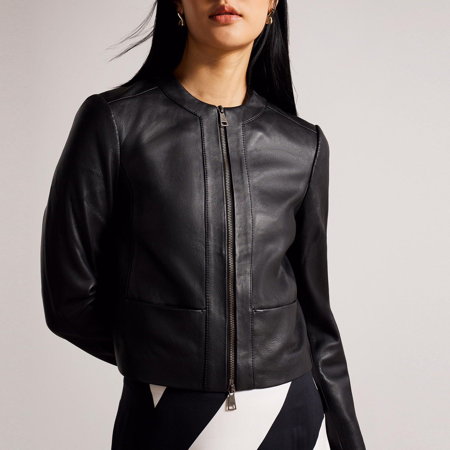 Clarya Fitted Panelled Leather Jacket