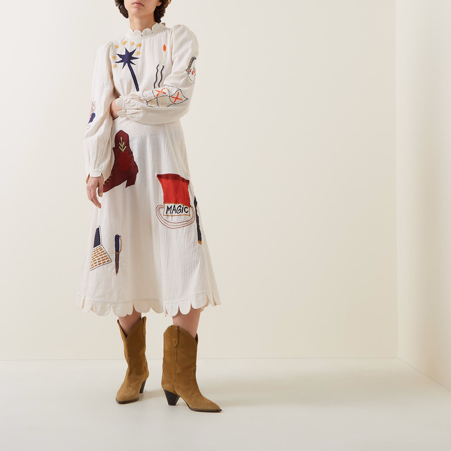 Katara Embroidered Flared Dress