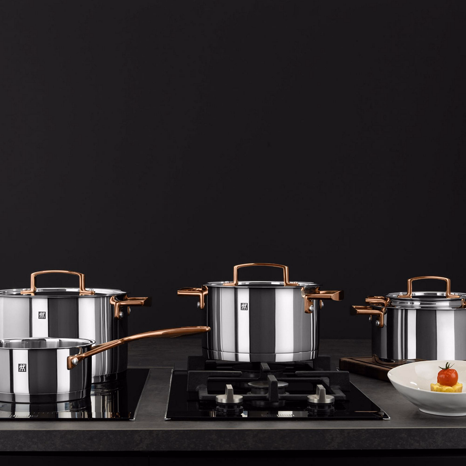 Bellasera 5 Piece Stainless Steel Pot Set Rose Gold Handle