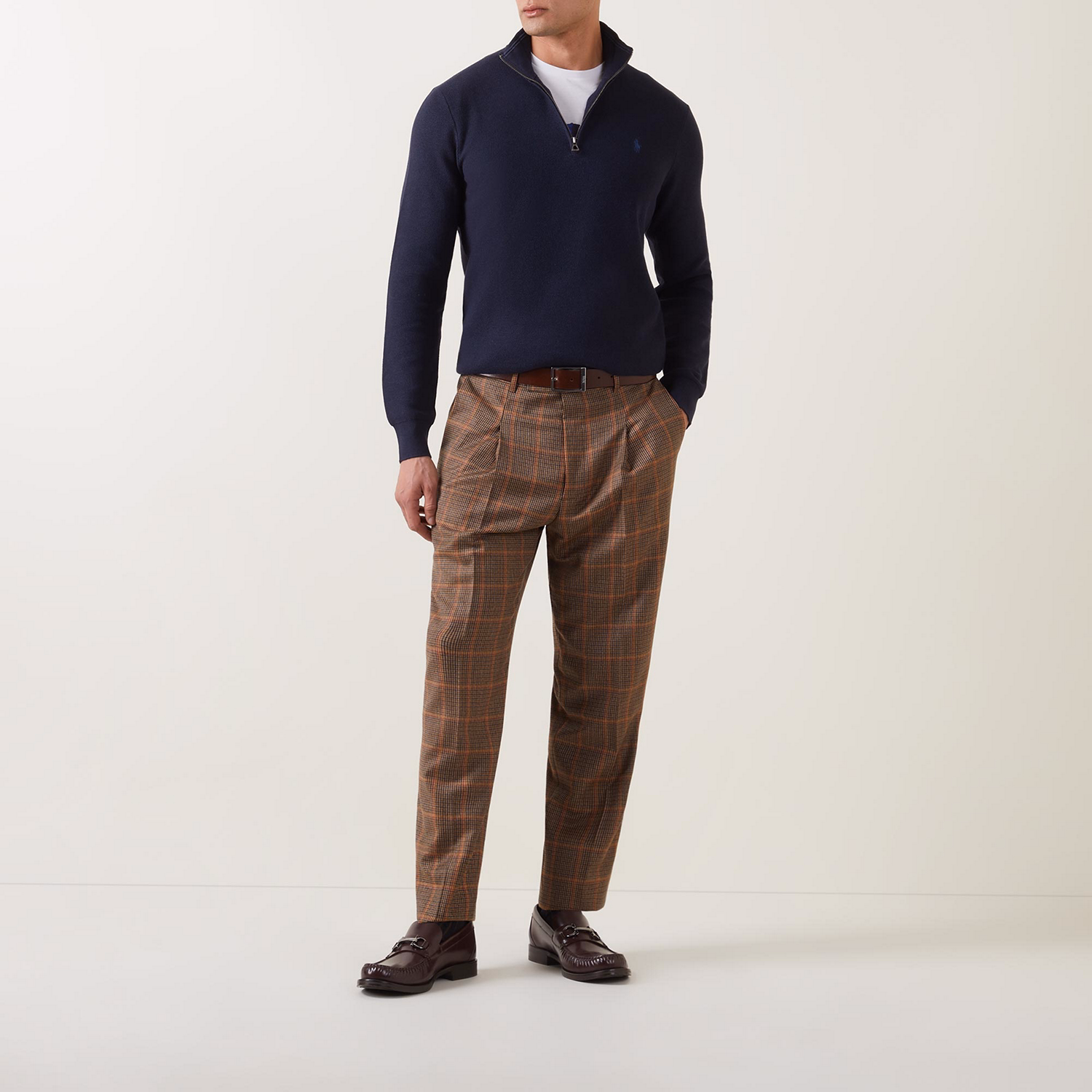 Mesh-Knit Quarter-Zip Sweater