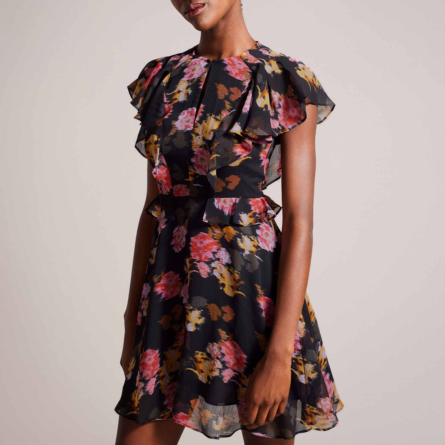Tiiah Floral Angel Sleeve Mini Dress