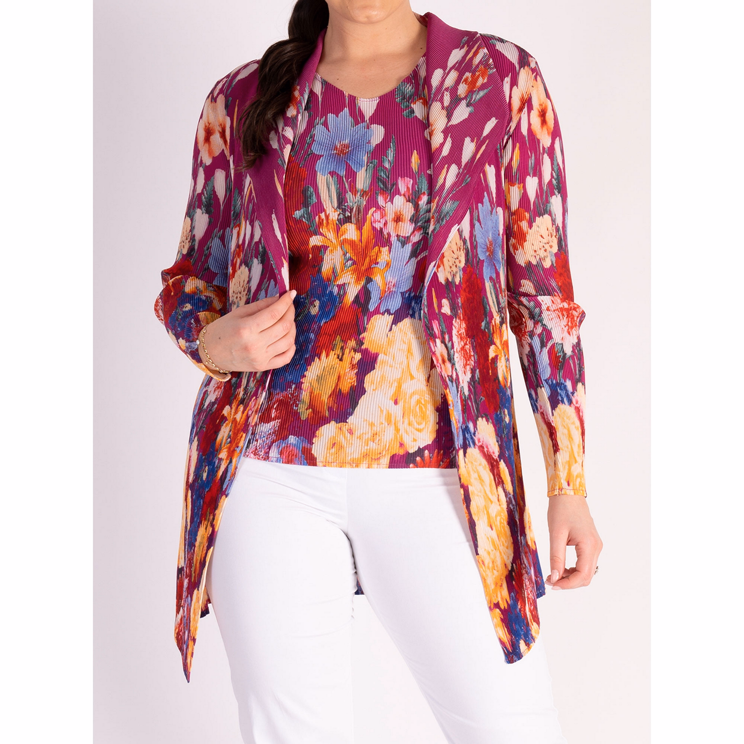 Pleated Floral Shrug
