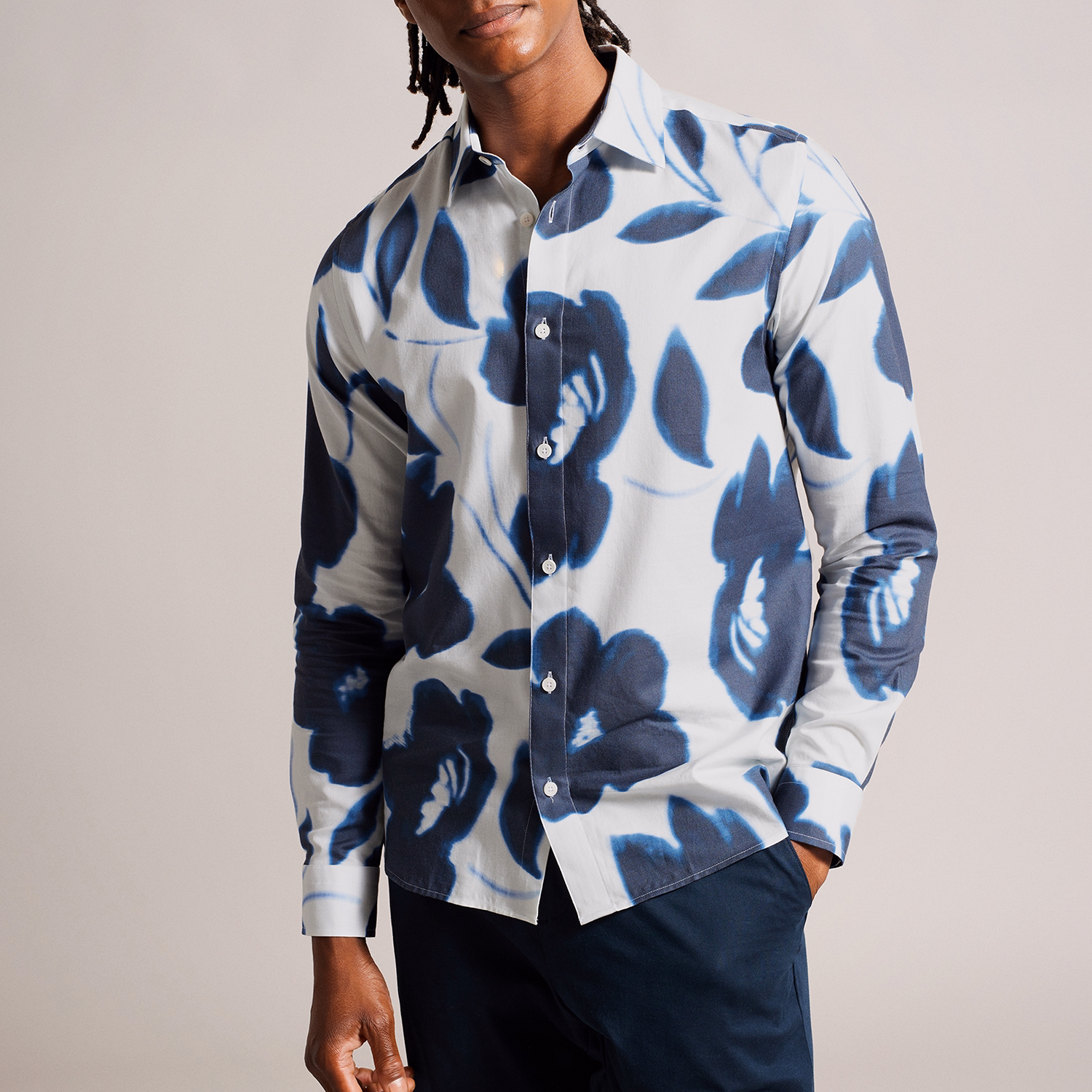Aversa Long Sleeve Floral Print Shirt