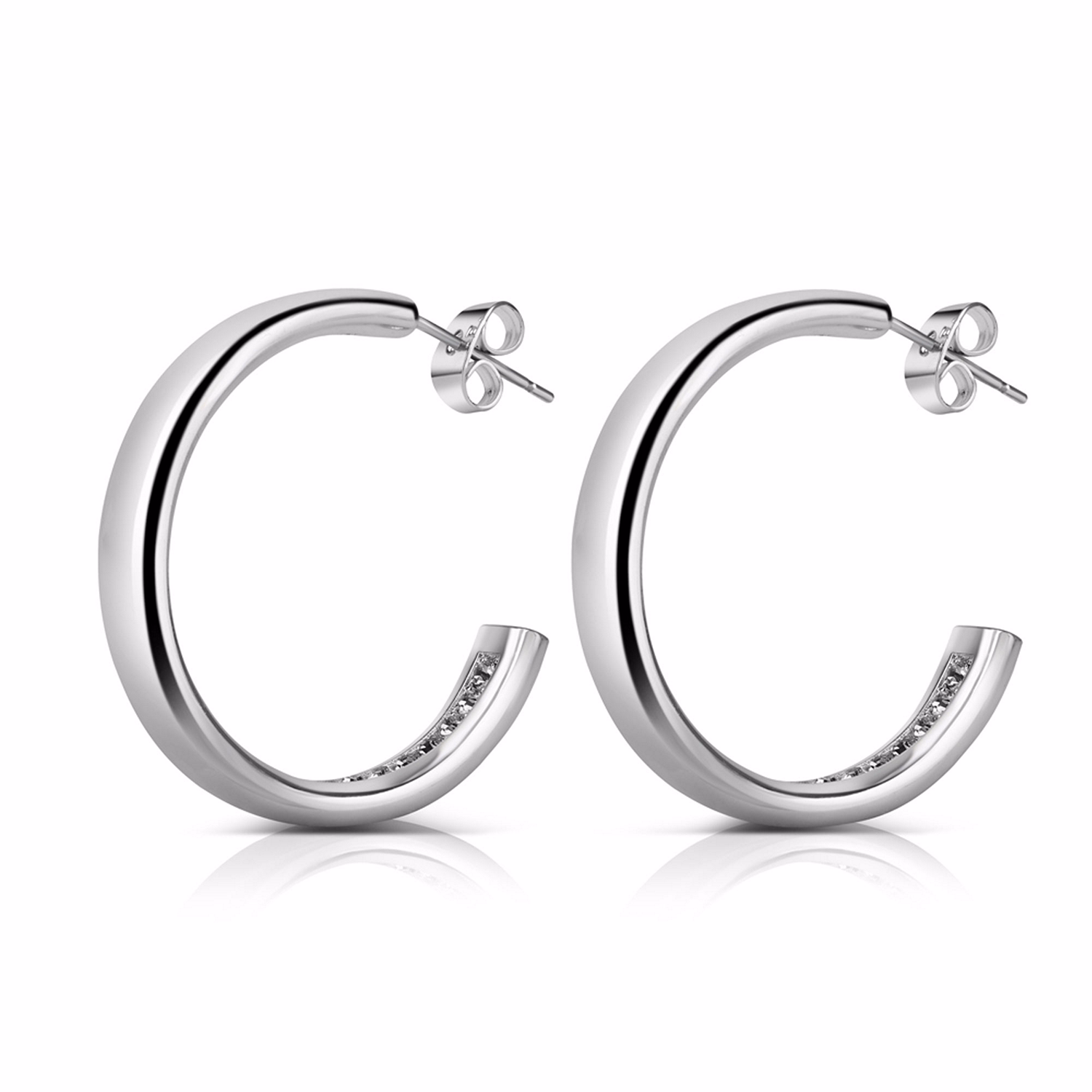 Clear Stone Hoop Earrings