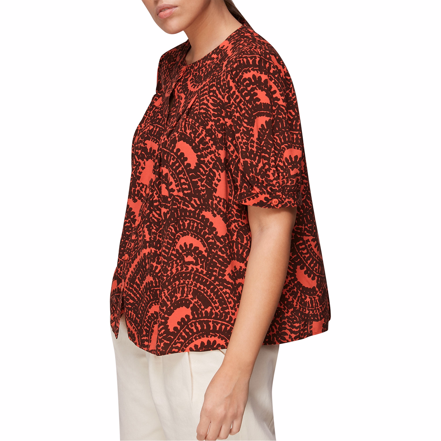 Scallop Stamped Print Blouse