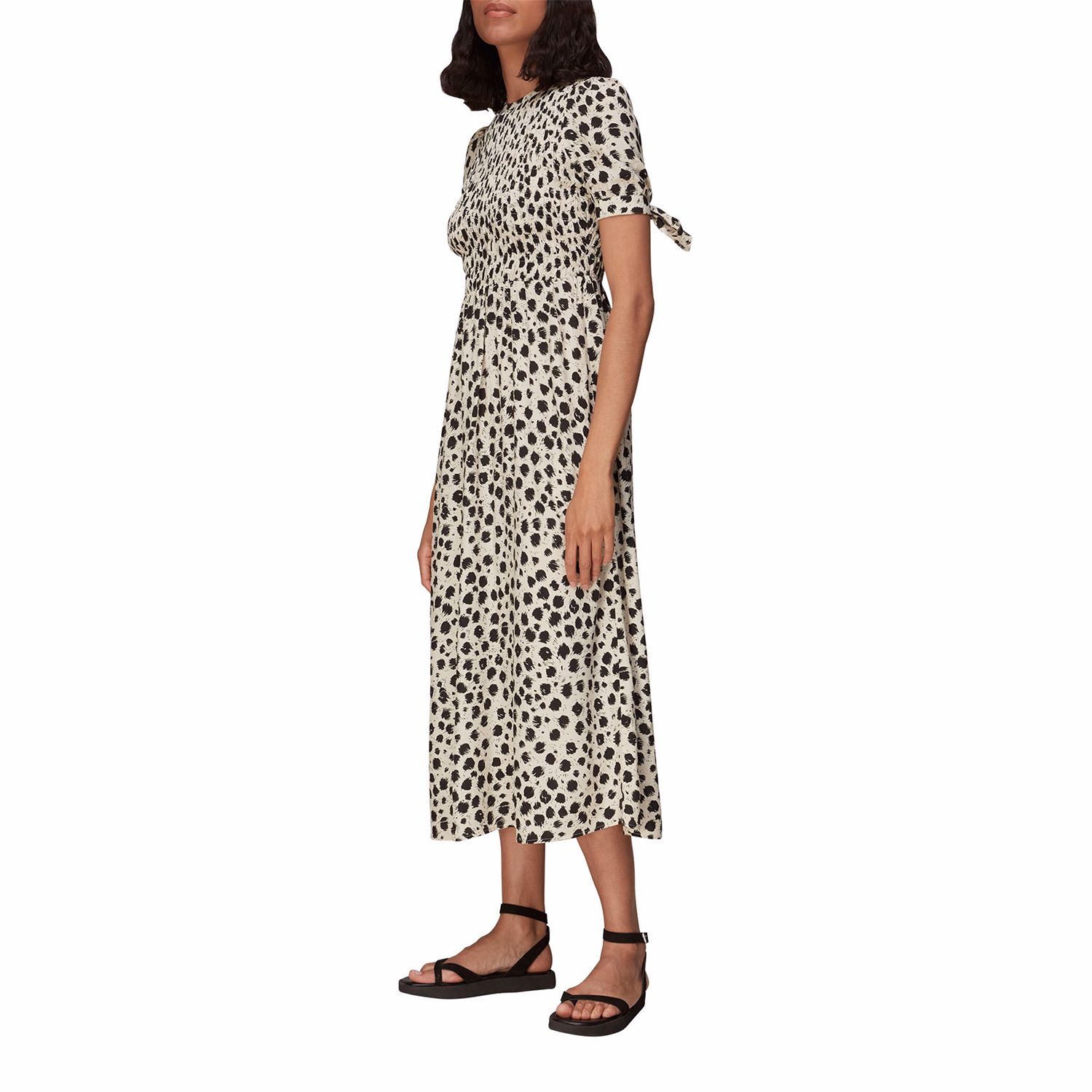 Dalmatian Shirred Midi Dress