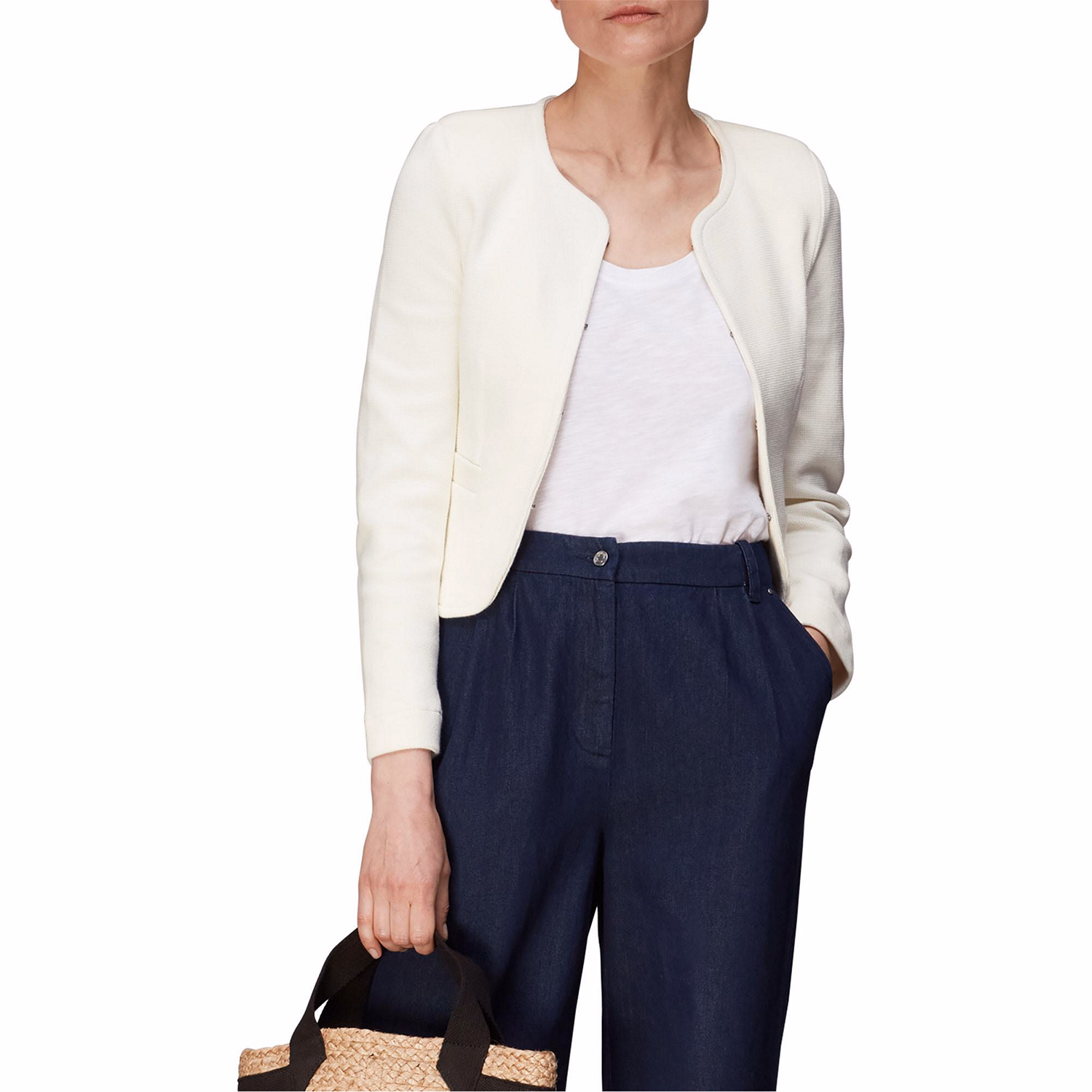 Collarless Jersey Jacket