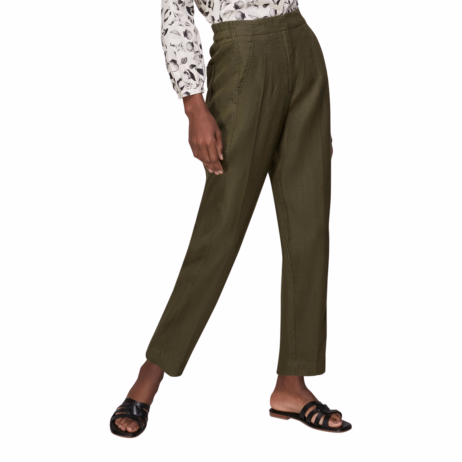 Linen Barrel Leg Trousers