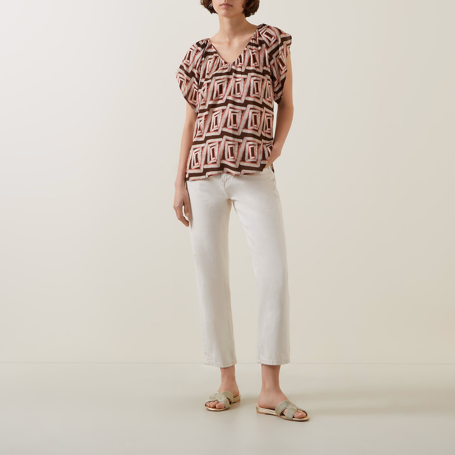 Geometric Pleated Blouse