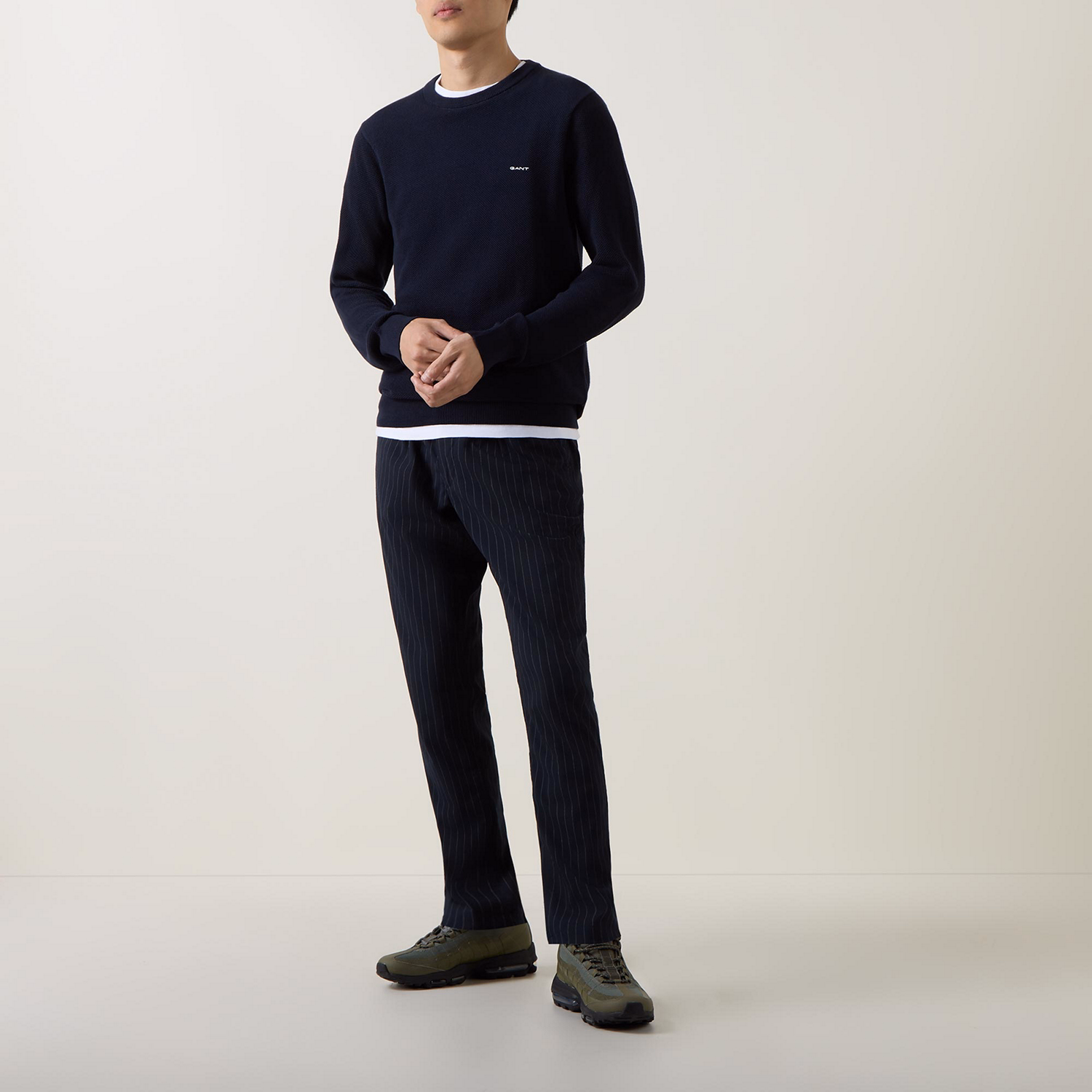 Pique Cotton Crew Neck Sweater