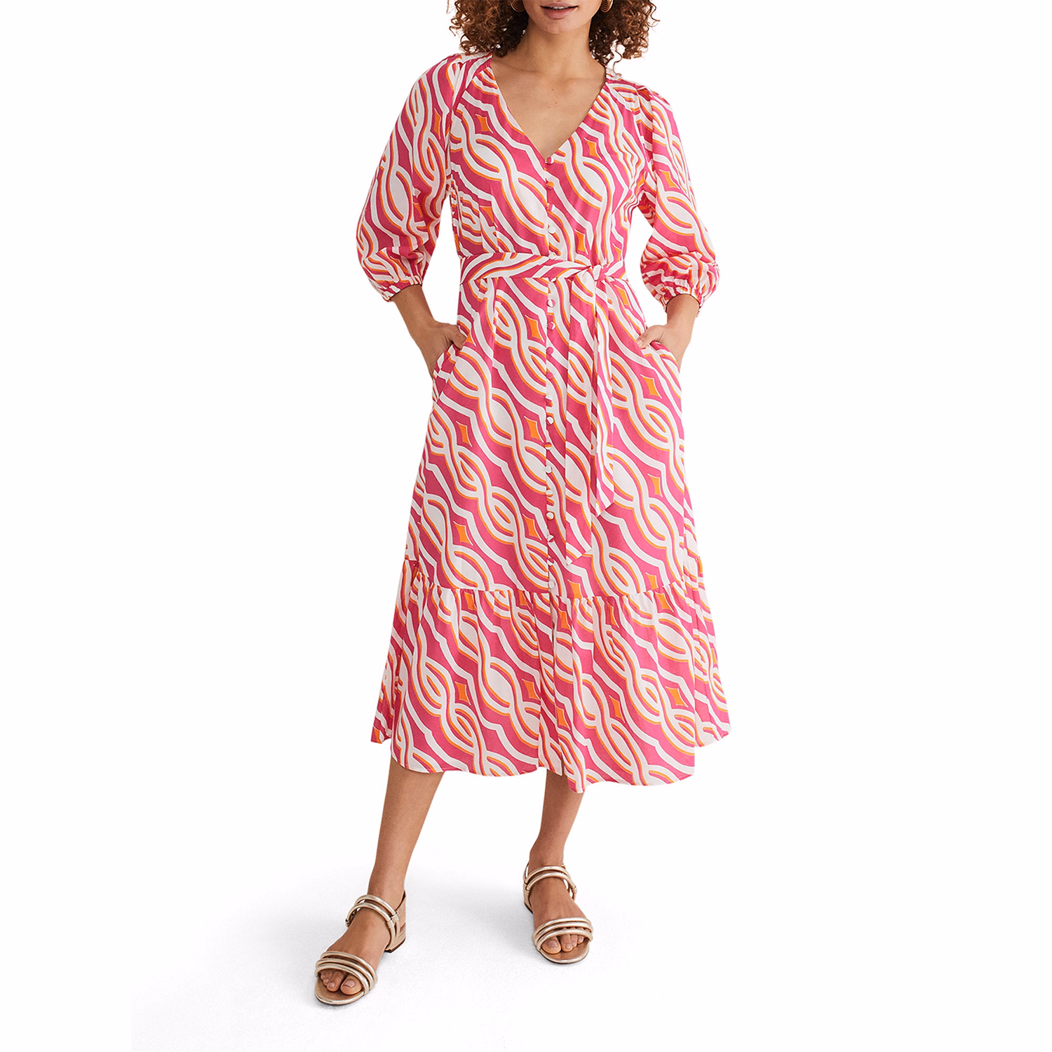 Georgie Cotton Geo Print Midi Dress